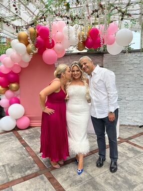 NADINE MERABI Ivory Satin Evening Dress